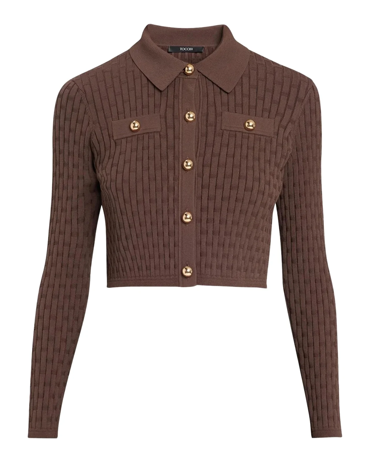 Posie Cropped Button-Front Knit Cardigan
