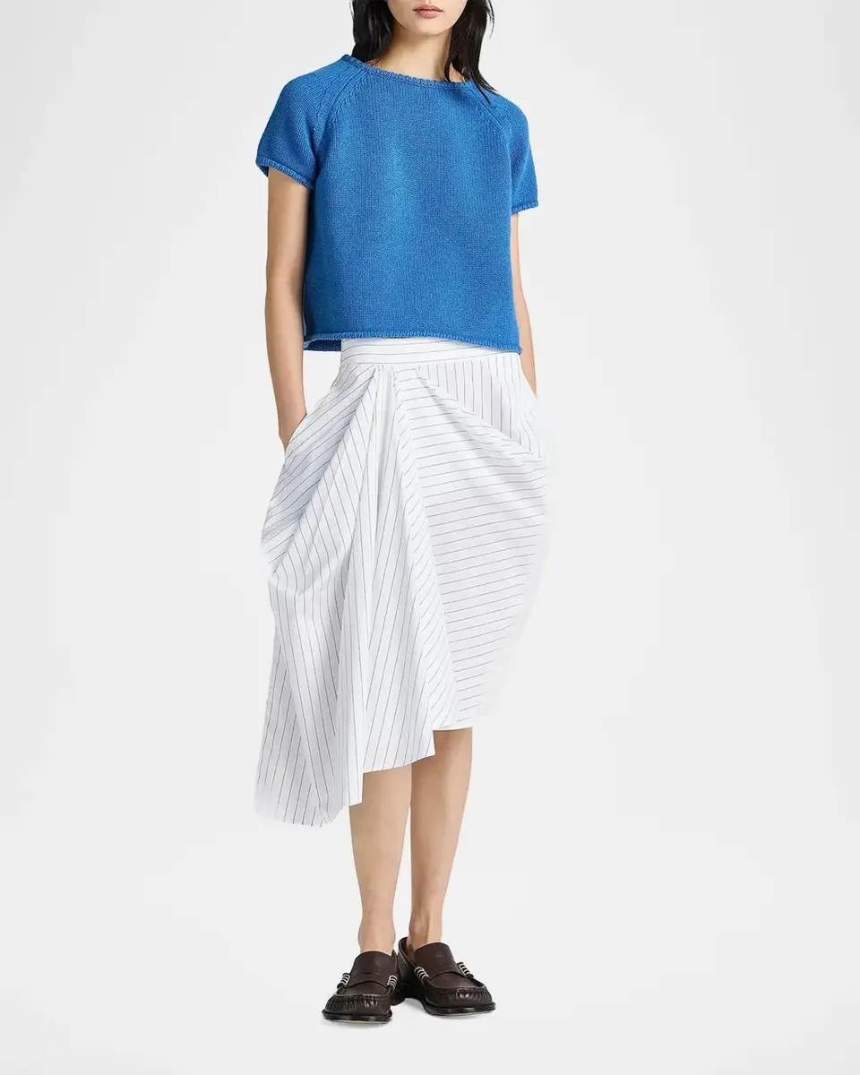 JW Anderson Asymmetric Pinstripe Cotton Midi Skirt | Thumbnail 2