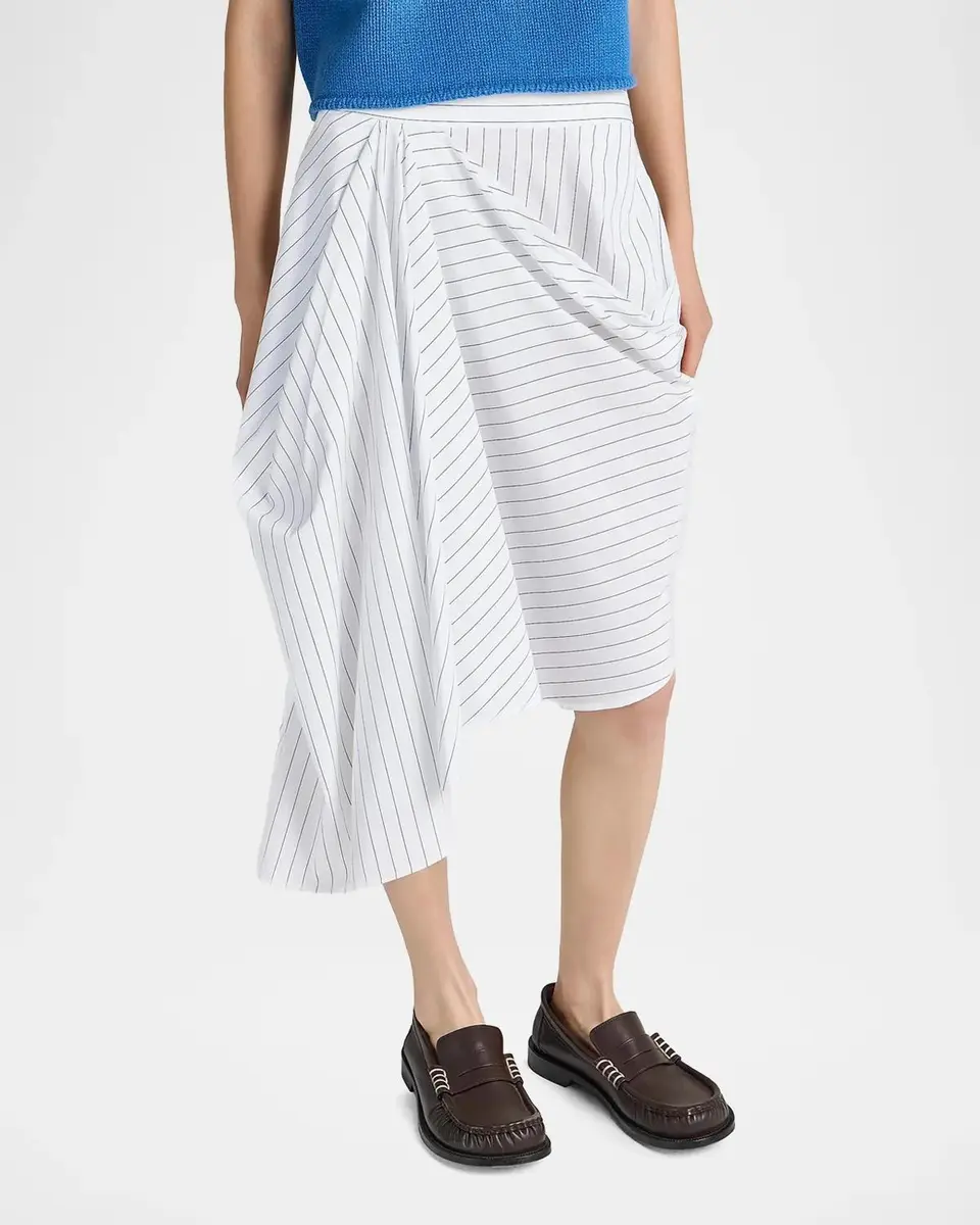 JW Anderson Asymmetric Pinstripe Cotton Midi Skirt | Thumbnail 4