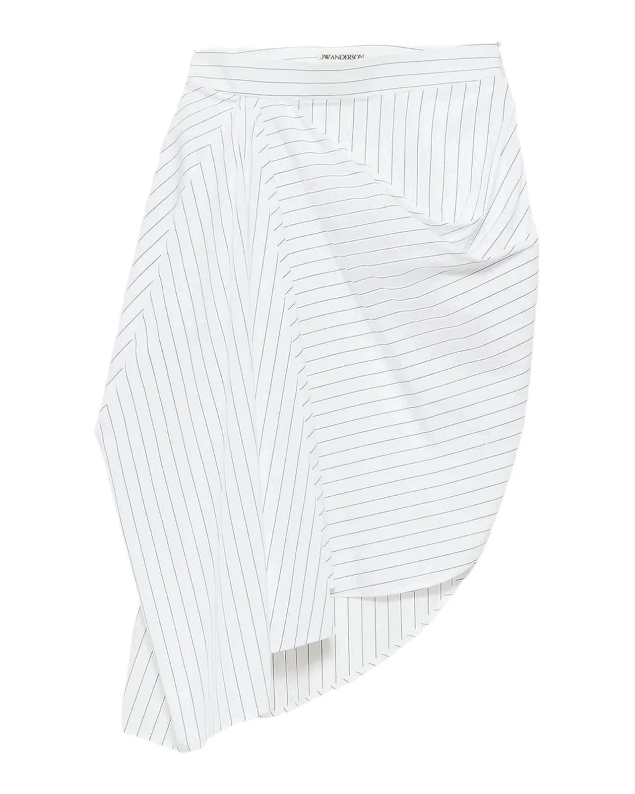 Asymmetric Pinstripe Cotton Midi Skirt
