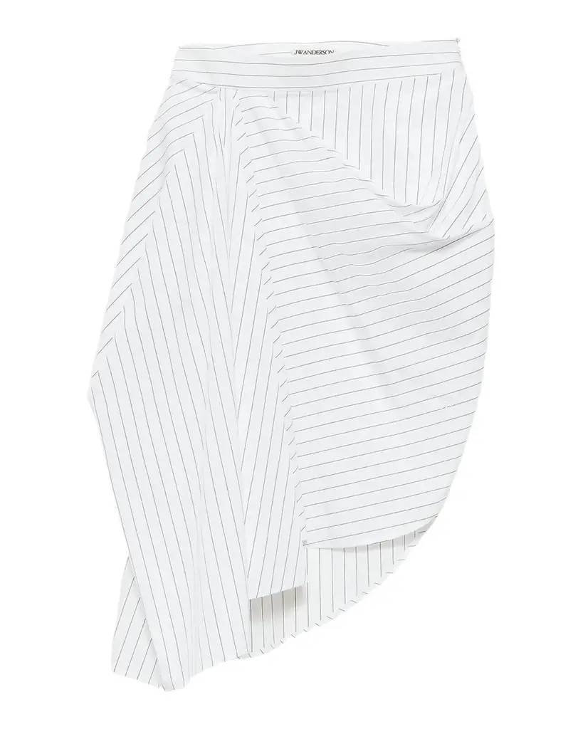 Asymmetric Pinstripe Cotton Midi Skirt Asymmetric Pinstripe Cotton Midi Skirt