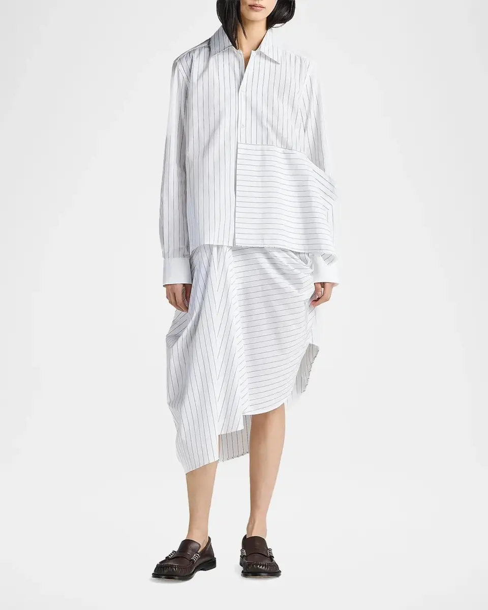 JW Anderson Striped Cotton Draped Shirt | Thumbnail 2 JW Anderson Striped Cotton Draped Shirt | Thumbnail 2
