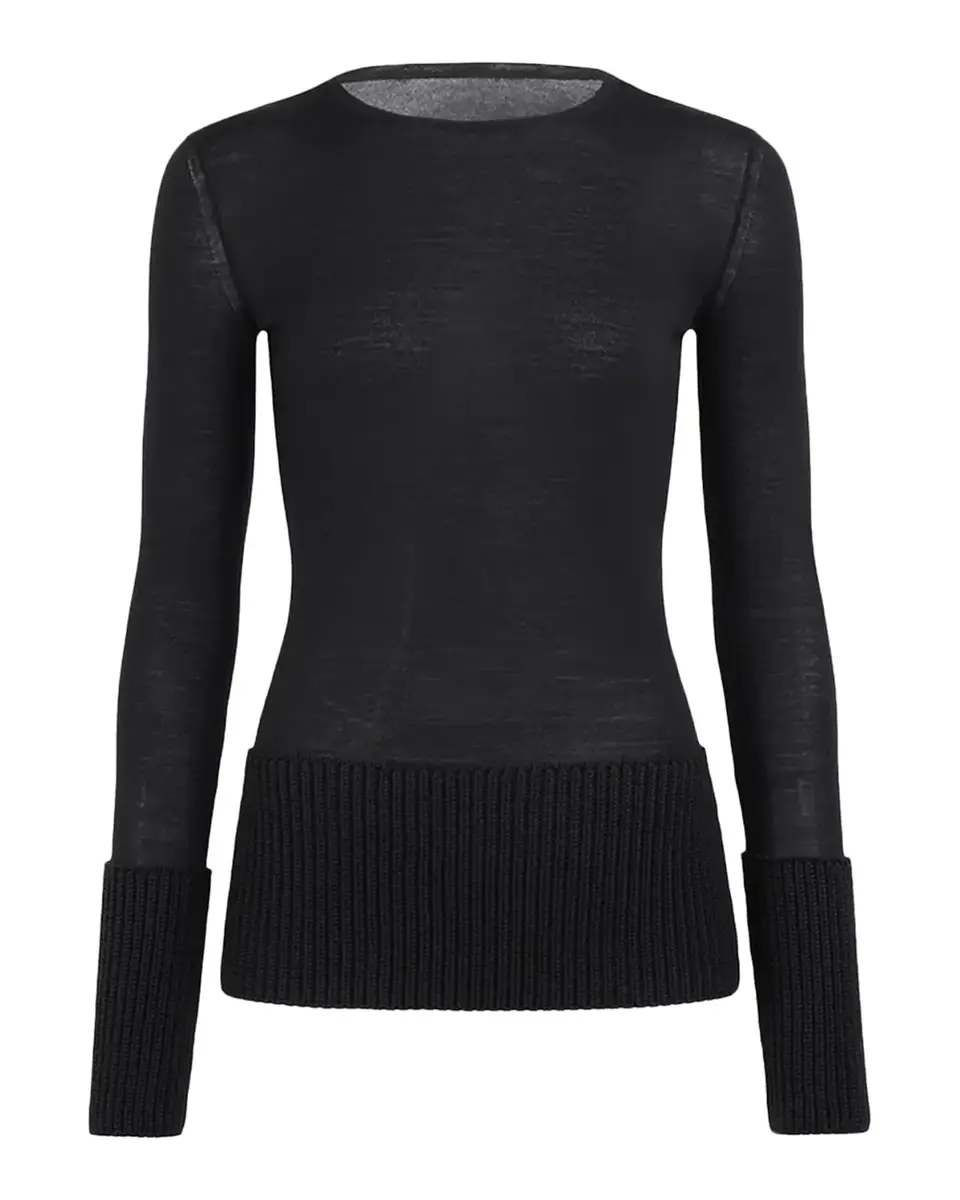 ALAÏA Merino Wool Long-Sleeve Crewneck Top | Thumbnail 2 ALAÏA Merino Wool Long-Sleeve Crewneck Top | Thumbnail 2