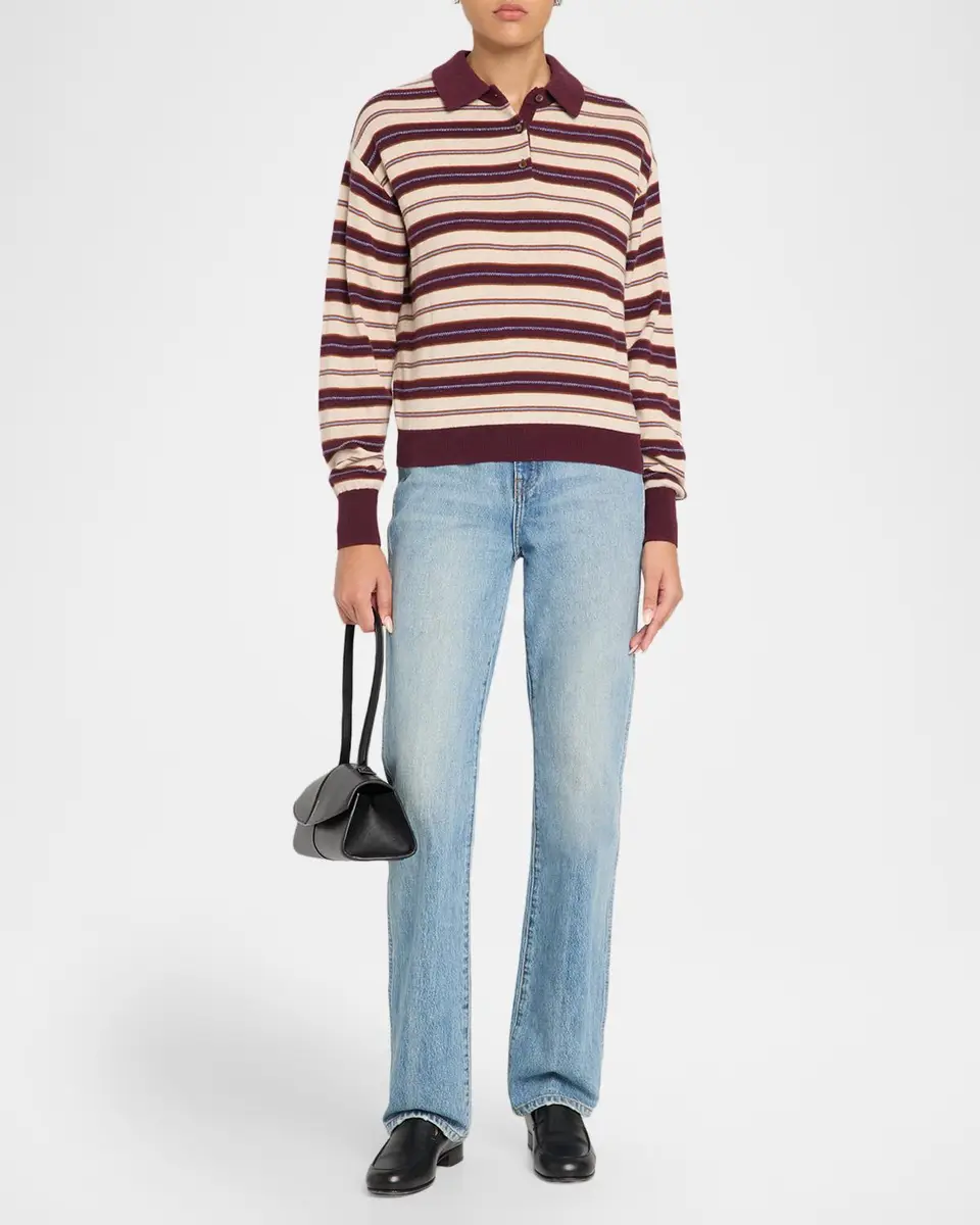 Guest In Residence Collegiate Striped Cashmere Polo Sweater | Thumbnail 2 Guest In Residence Collegiate Striped Cashmere Polo Sweater | Thumbnail 2