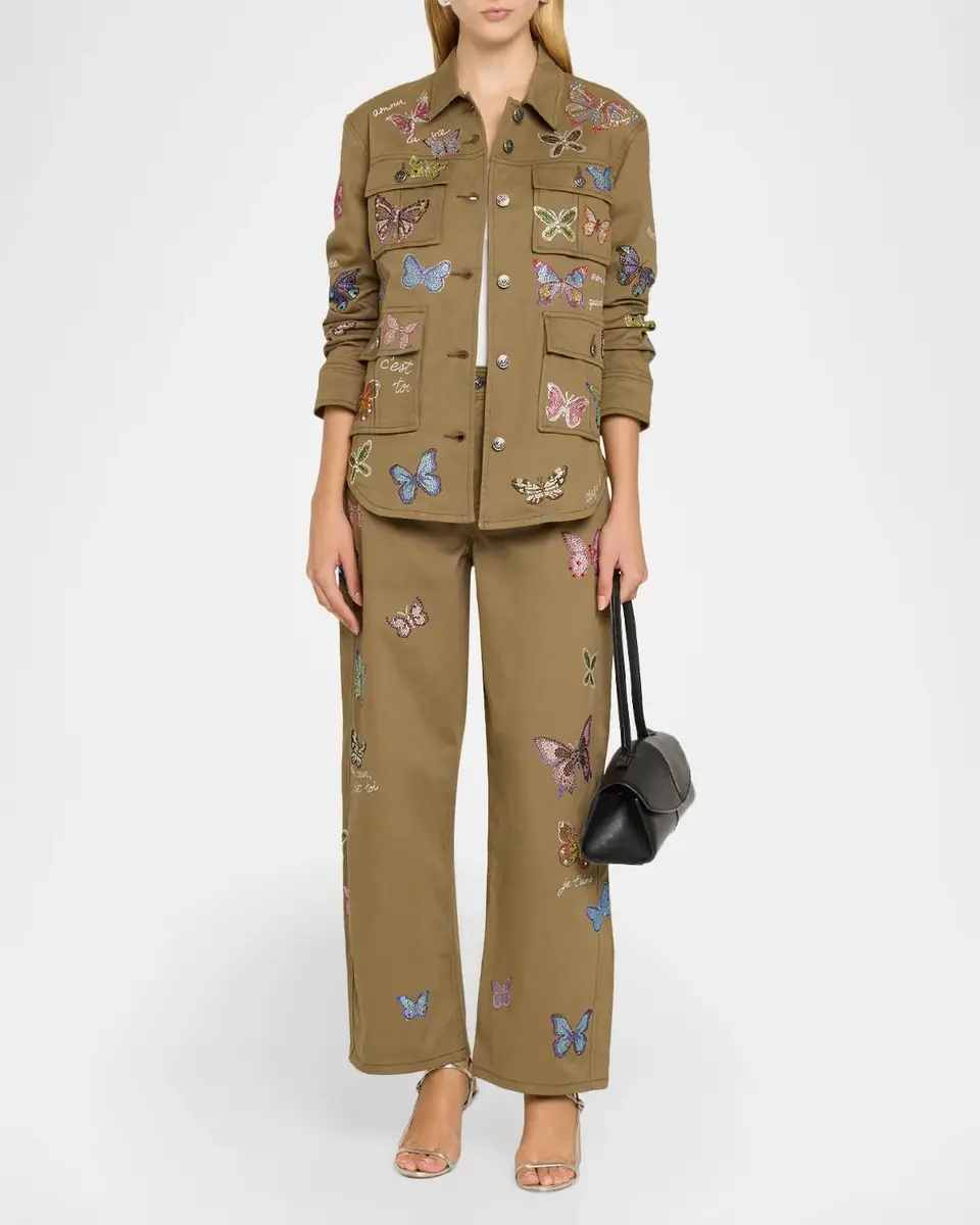 Cinq à Sept Heatset Butterfly Strass Straight-Leg Pants | Thumbnail 2 Cinq à Sept Heatset Butterfly Strass Straight-Leg Pants | Thumbnail 2