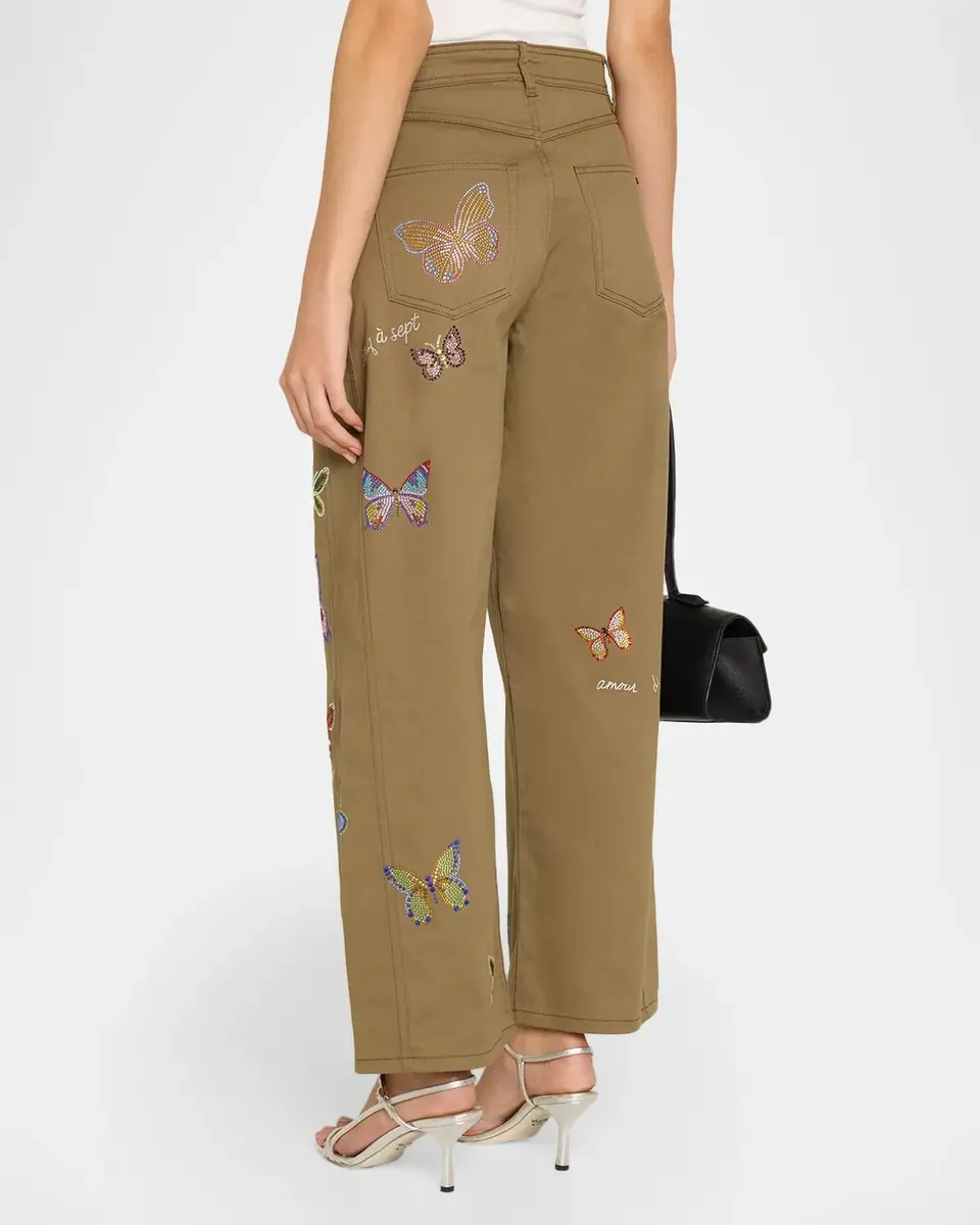 Cinq à Sept Heatset Butterfly Strass Straight-Leg Pants | Thumbnail 3 Cinq à Sept Heatset Butterfly Strass Straight-Leg Pants | Thumbnail 3