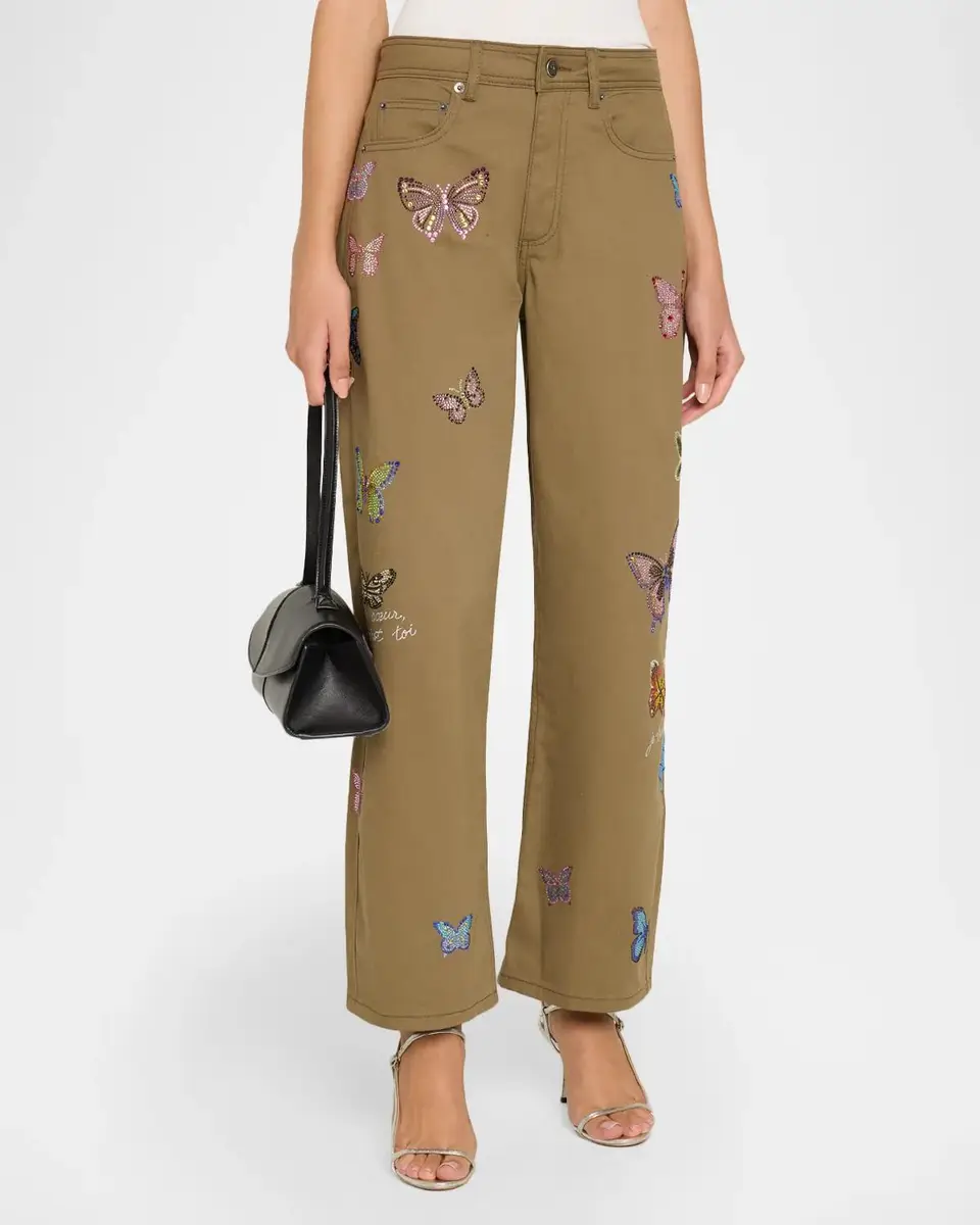Cinq à Sept Heatset Butterfly Strass Straight-Leg Pants | Thumbnail 4 Cinq à Sept Heatset Butterfly Strass Straight-Leg Pants | Thumbnail 4