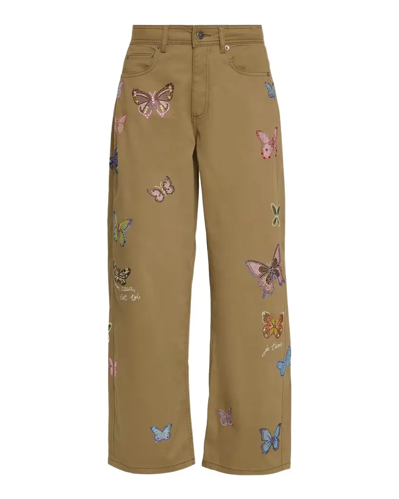 Heatset Butterfly Strass Straight-Leg Pants Heatset Butterfly Strass Straight-Leg Pants