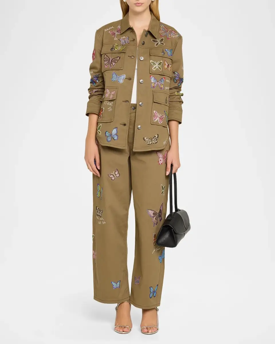 Cinq à Sept Heatset Butterfly Embellished Utility Jacket | Thumbnail 2 Cinq à Sept Heatset Butterfly Embellished Utility Jacket | Thumbnail 2