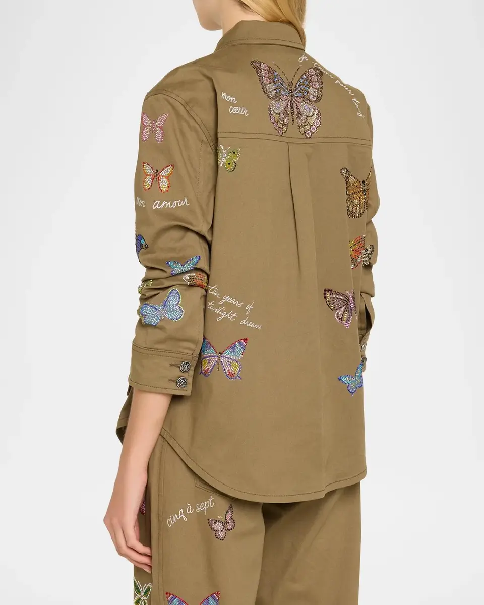 Cinq à Sept Heatset Butterfly Embellished Utility Jacket | Thumbnail 3 Cinq à Sept Heatset Butterfly Embellished Utility Jacket | Thumbnail 3