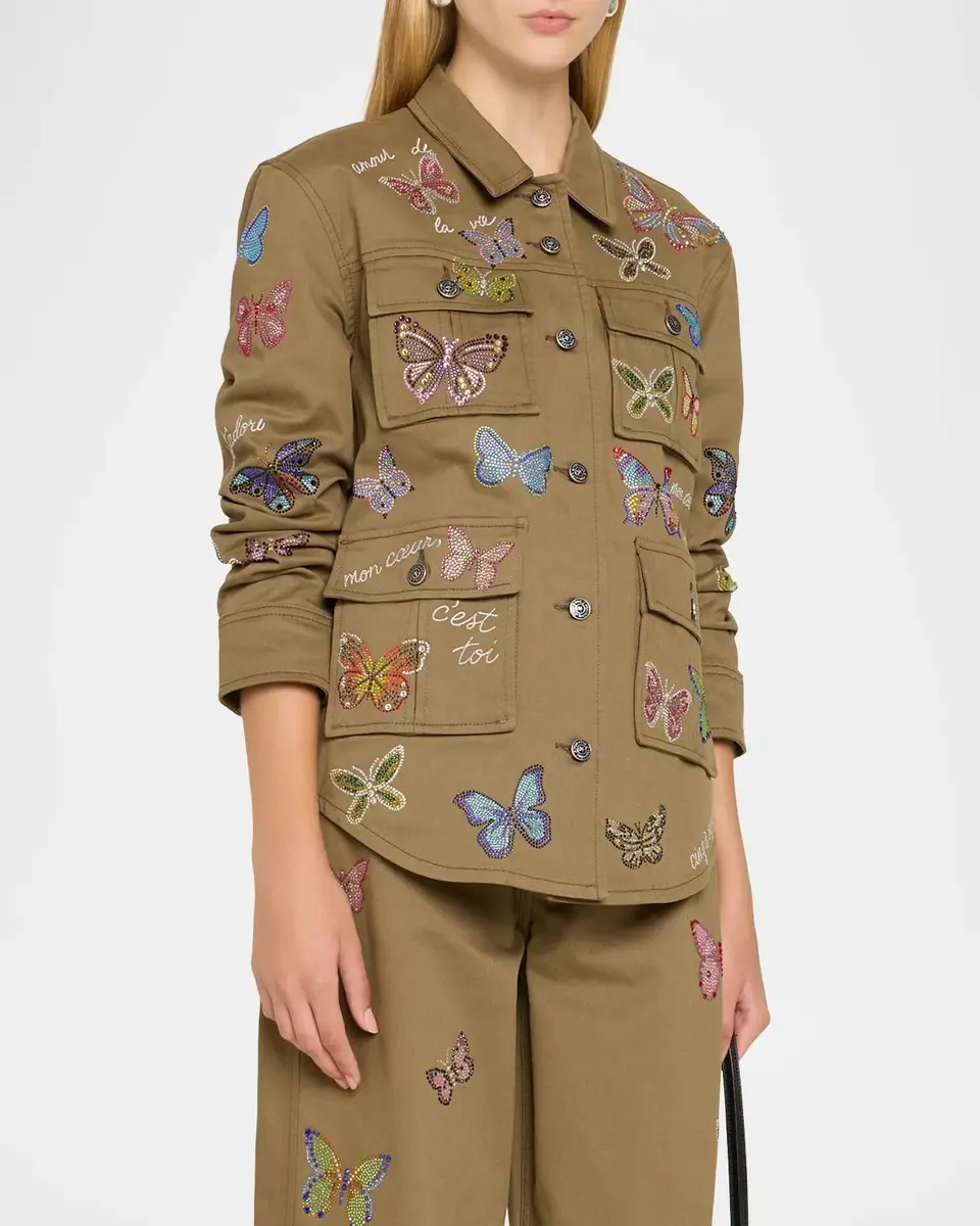 Cinq à Sept Heatset Butterfly Embellished Utility Jacket | Thumbnail 4 Cinq à Sept Heatset Butterfly Embellished Utility Jacket | Thumbnail 4