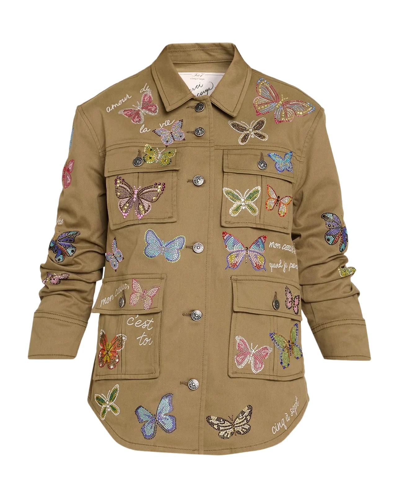 Heatset Butterfly Embellished Utility Jacket Heatset Butterfly Embellished Utility Jacket