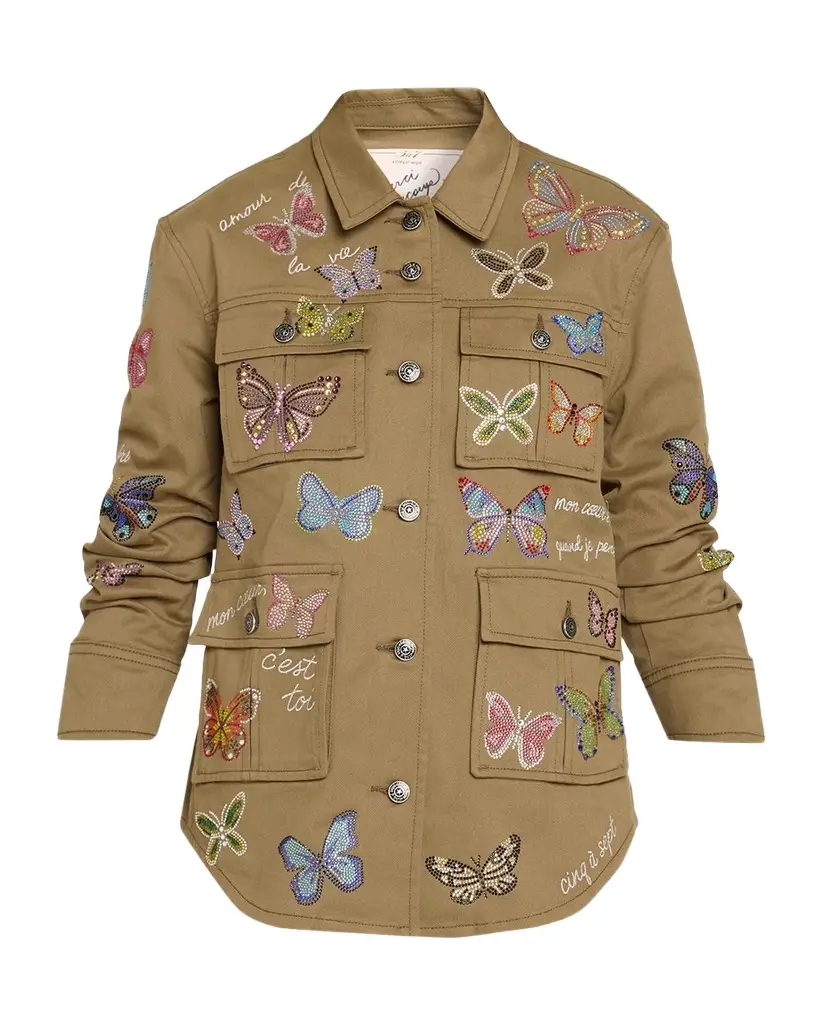 Cinq à Sept Heatset Butterfly Embellished Utility Jacket