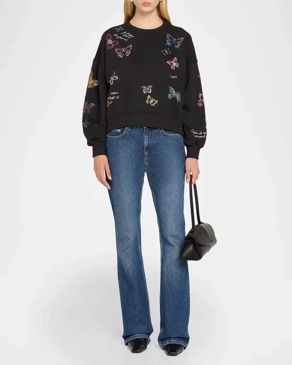Cinq à Sept Heatset Butterfly Crewneck Sweatshirt | Thumbnail 2 Cinq à Sept Heatset Butterfly Crewneck Sweatshirt | Thumbnail 2