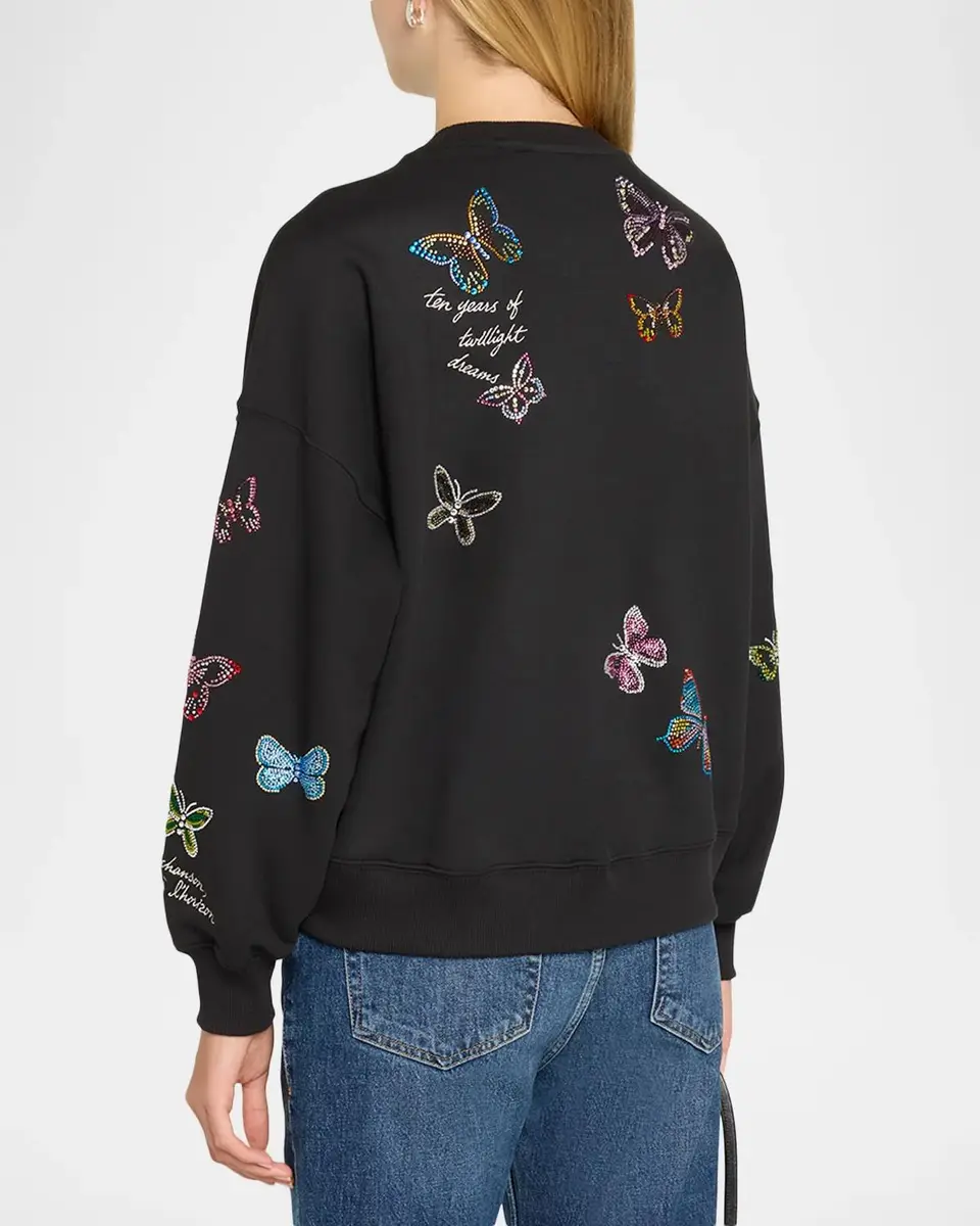 Cinq à Sept Heatset Butterfly Crewneck Sweatshirt | Thumbnail 3 Cinq à Sept Heatset Butterfly Crewneck Sweatshirt | Thumbnail 3