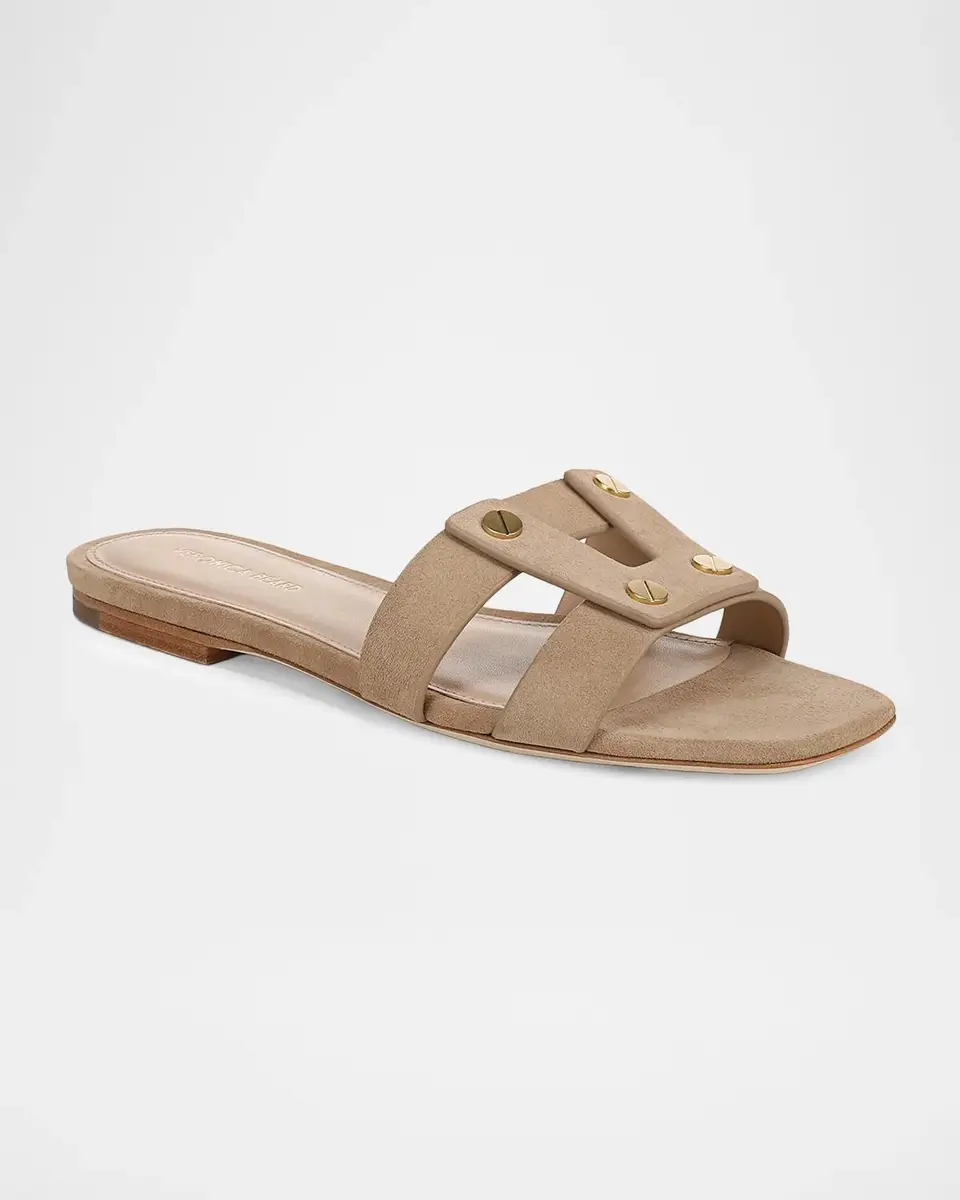 Veronica Beard Via Suede Flat Slide Sandals | Thumbnail 2