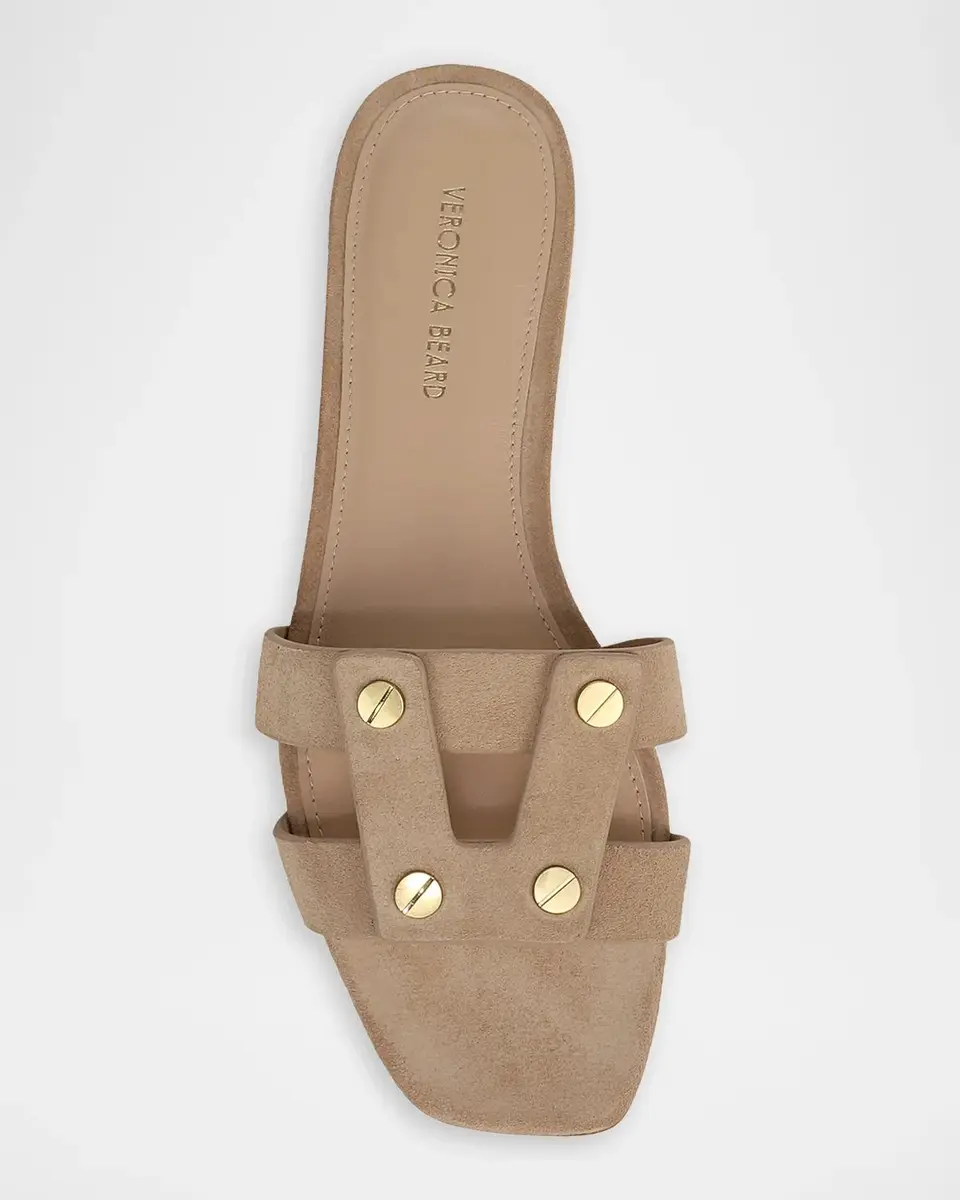 Veronica Beard Via Suede Flat Slide Sandals | Thumbnail 4