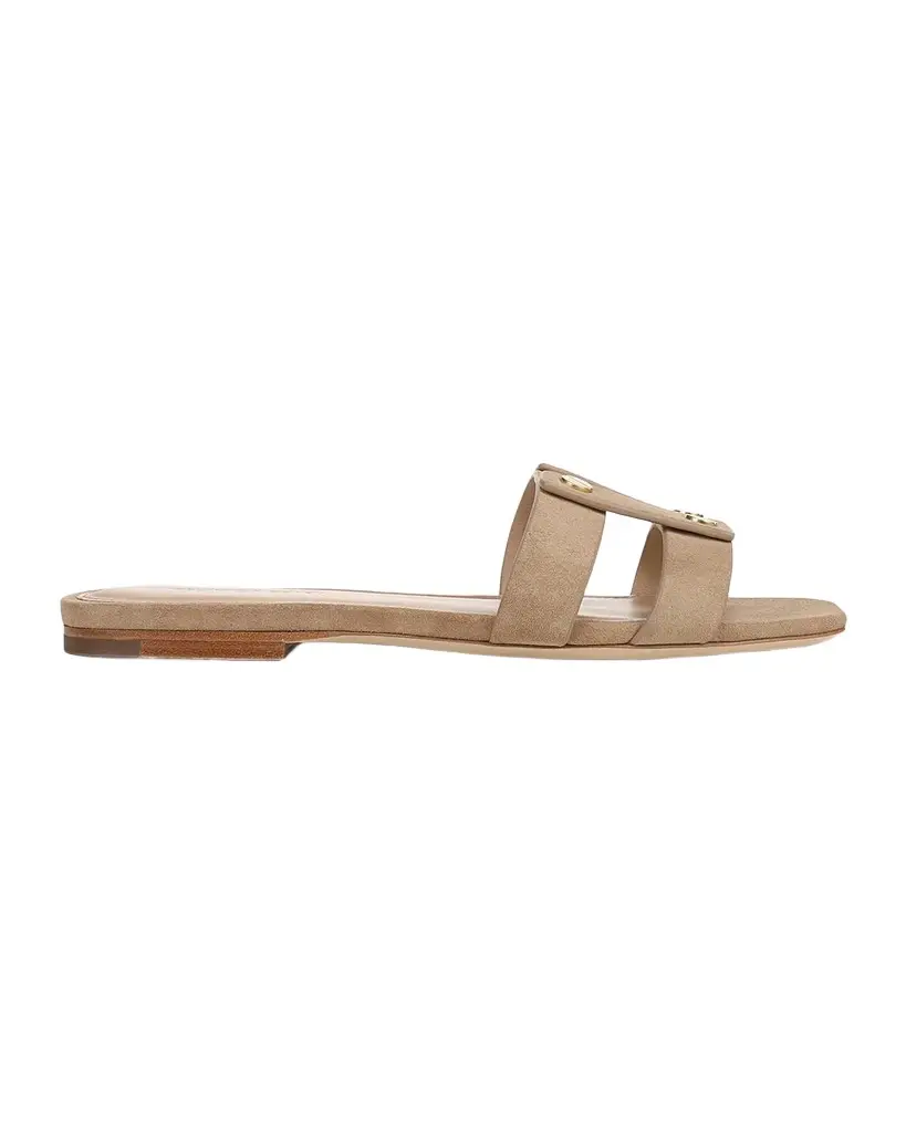 Veronica Beard Via Suede Flat Slide Sandals