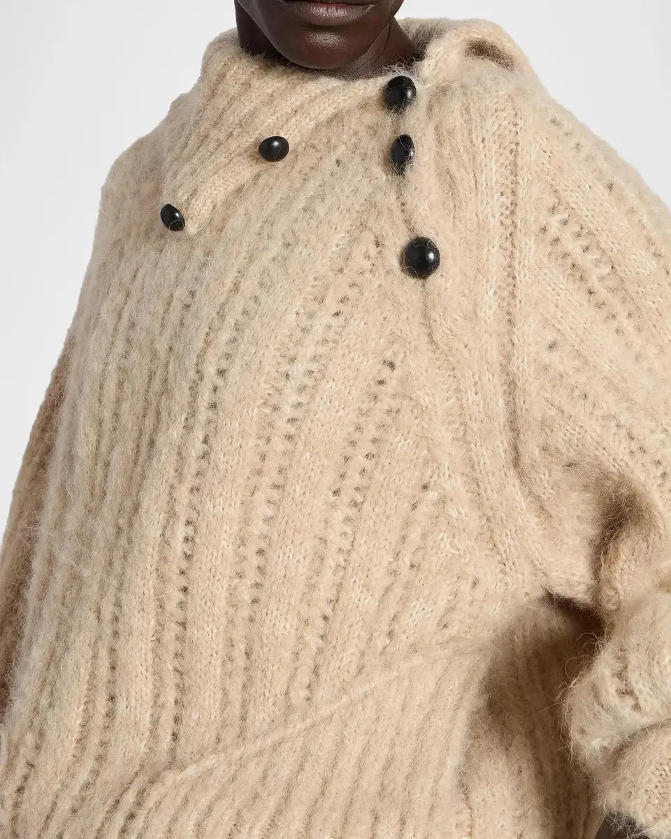 Isabel Marant Lily Alapca-Mohair Rib Folded Turtleneck Sweater | Thumbnail 3