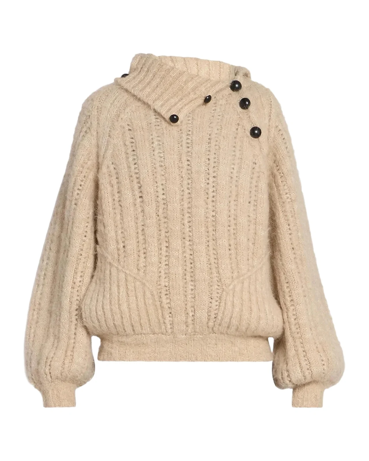 Lily Alapca-Mohair Rib Folded Turtleneck Sweater
