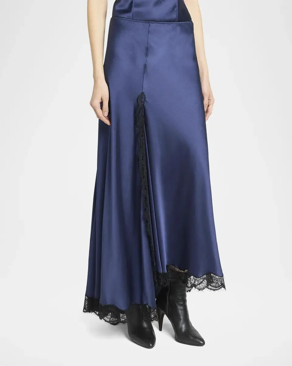 Isabel Marant Alexandra Lace-Trim Asymmetric Satin Midi Skirt | Thumbnail 4 Isabel Marant Alexandra Lace-Trim Asymmetric Satin Midi Skirt | Thumbnail 4