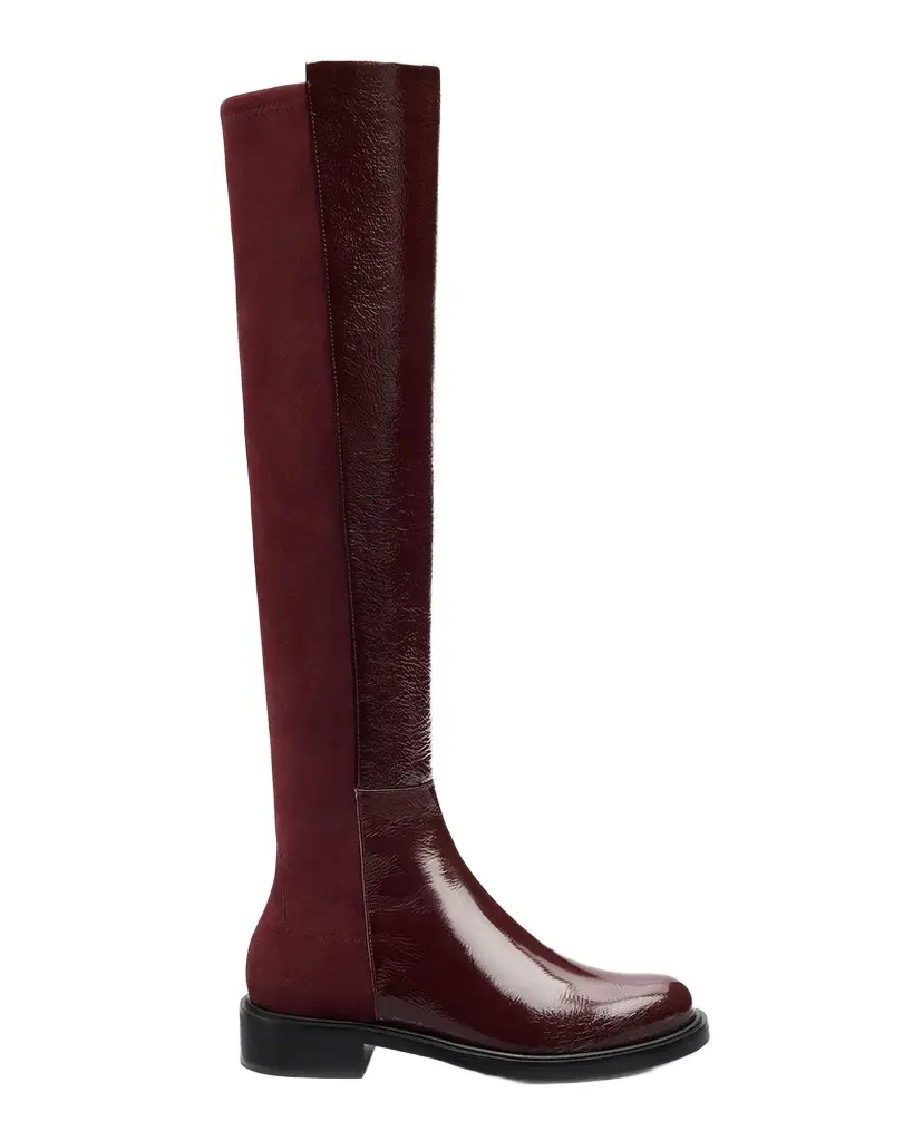 Stuart Weitzman 5050 Gisele Mixed Leather Over-The-Knee Boots