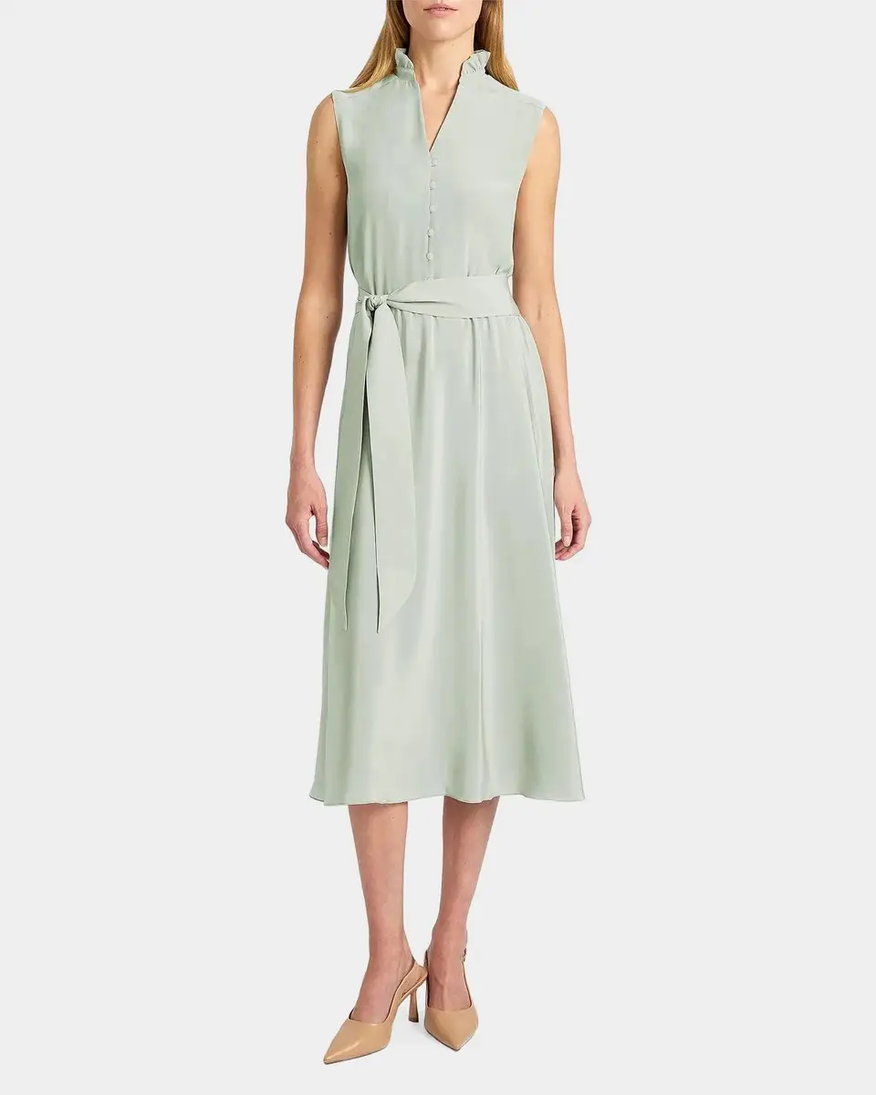 Santorelli Nirva Sleeveless Ruffle-Trim Silk Midi Dress | Thumbnail 2 Santorelli Nirva Sleeveless Ruffle-Trim Silk Midi Dress | Thumbnail 2