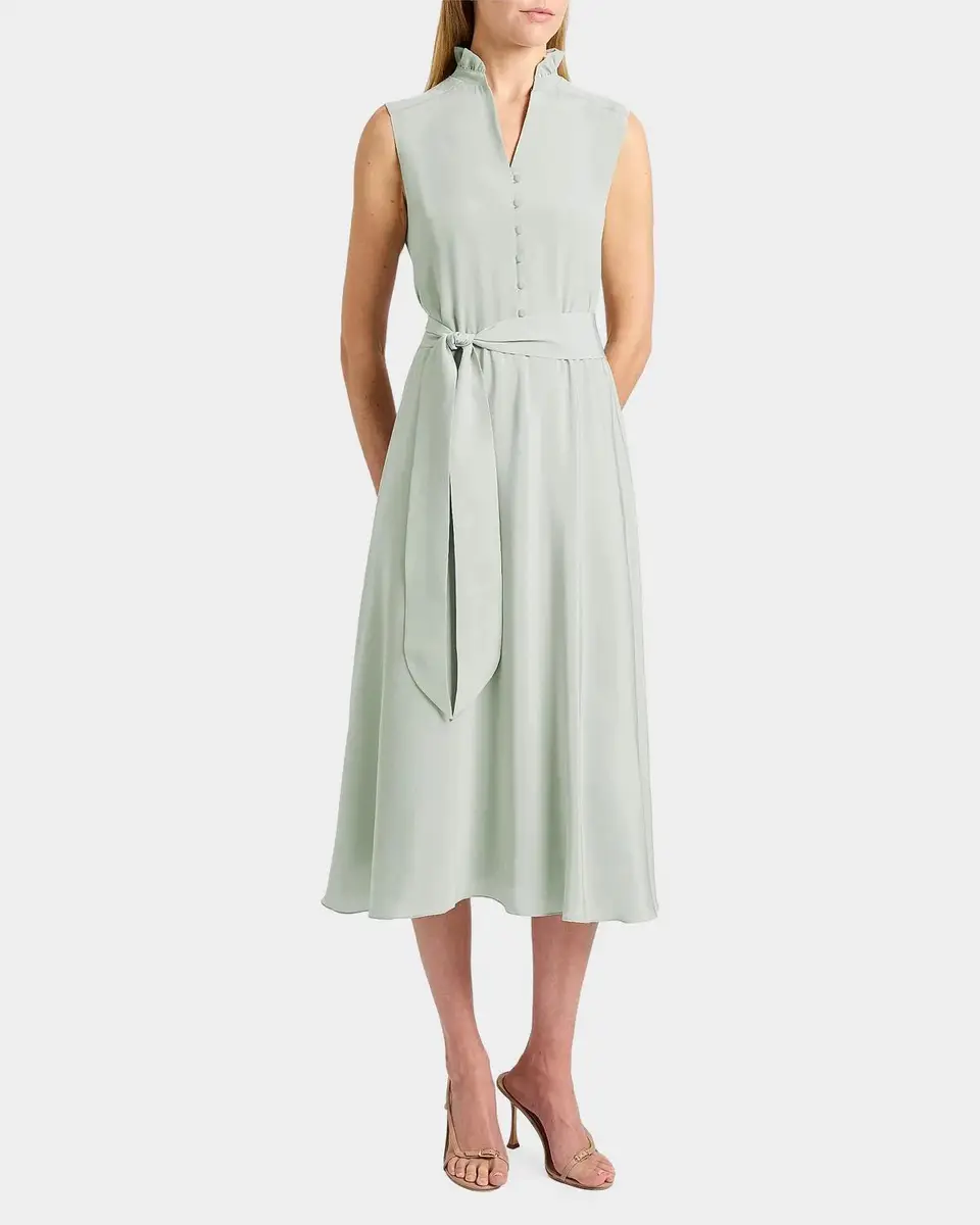 Santorelli Nirva Sleeveless Ruffle-Trim Silk Midi Dress | Thumbnail 4 Santorelli Nirva Sleeveless Ruffle-Trim Silk Midi Dress | Thumbnail 4