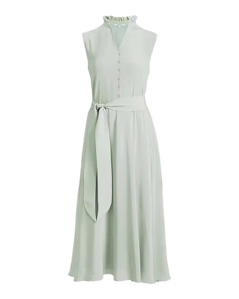 Nirva Sleeveless Ruffle-Trim Silk Midi Dress Nirva Sleeveless Ruffle-Trim Silk Midi Dress