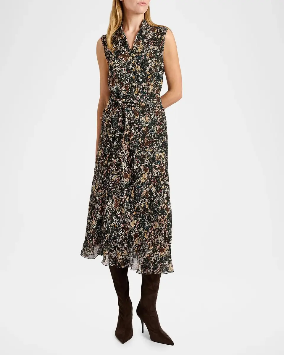 Santorelli Sleeveless Abstract-Print Viscose Midi Dress | Thumbnail 2 Santorelli Sleeveless Abstract-Print Viscose Midi Dress | Thumbnail 2