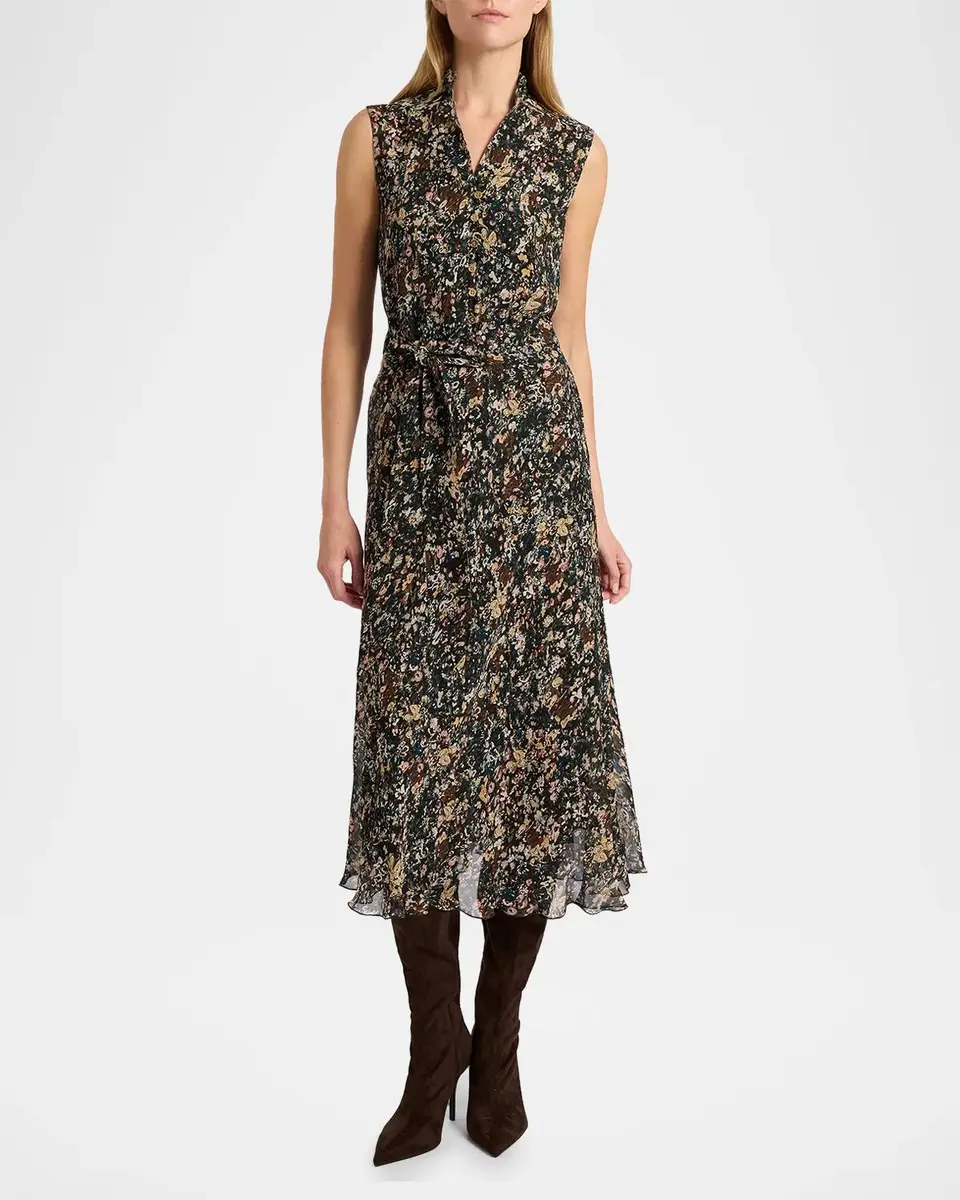 Santorelli Sleeveless Abstract-Print Viscose Midi Dress | Thumbnail 4 Santorelli Sleeveless Abstract-Print Viscose Midi Dress | Thumbnail 4