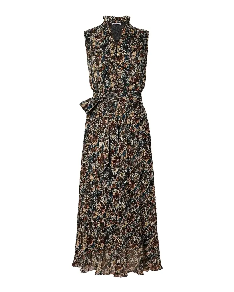 Santorelli Sleeveless Abstract-Print Viscose Midi Dress