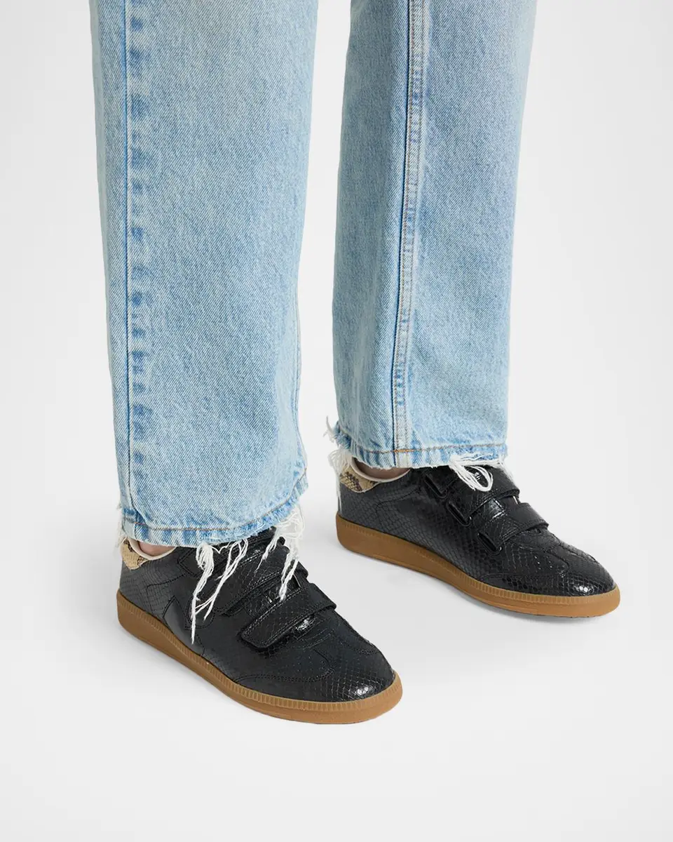 Isabel Marant Beth Embossed Leather Grip-Strap Sneakers | Thumbnail 2 Isabel Marant Beth Embossed Leather Grip-Strap Sneakers | Thumbnail 2