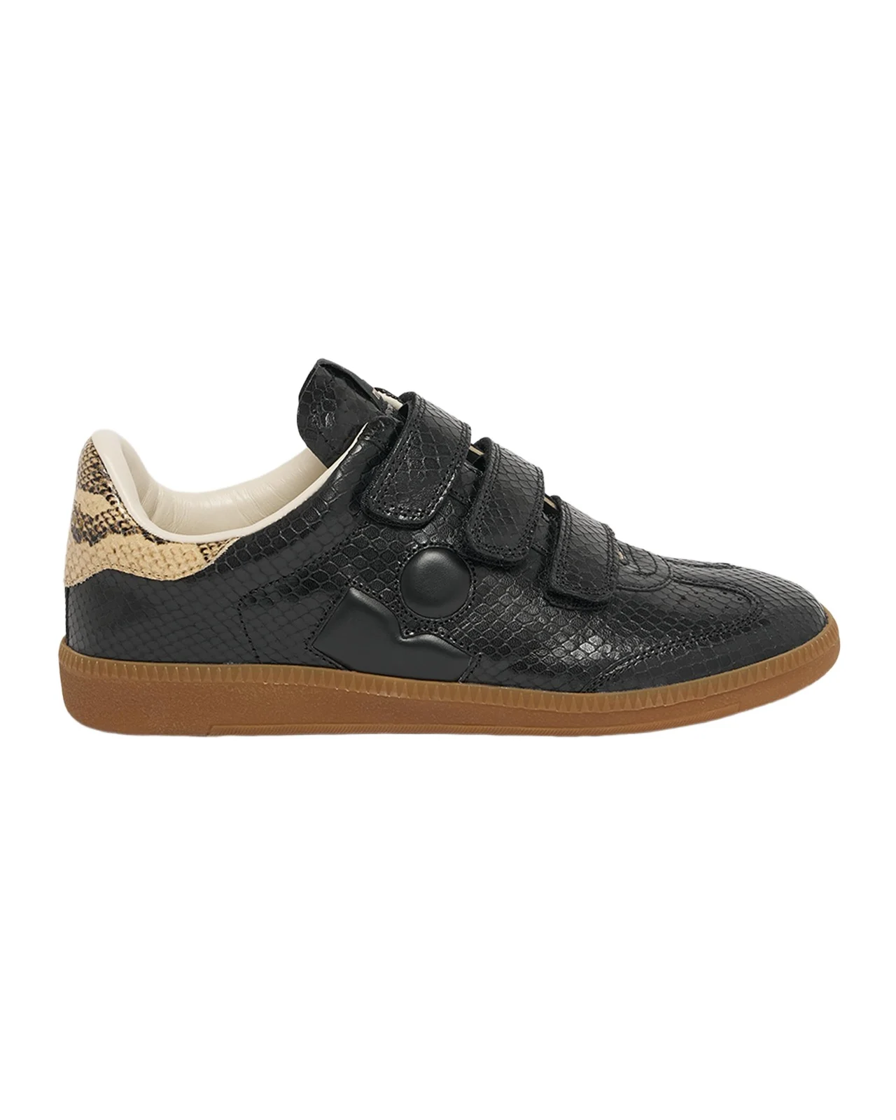Beth Embossed Leather Grip-Strap Sneakers
