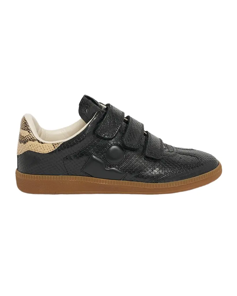 Isabel Marant Beth Embossed Leather Grip-Strap Sneakers