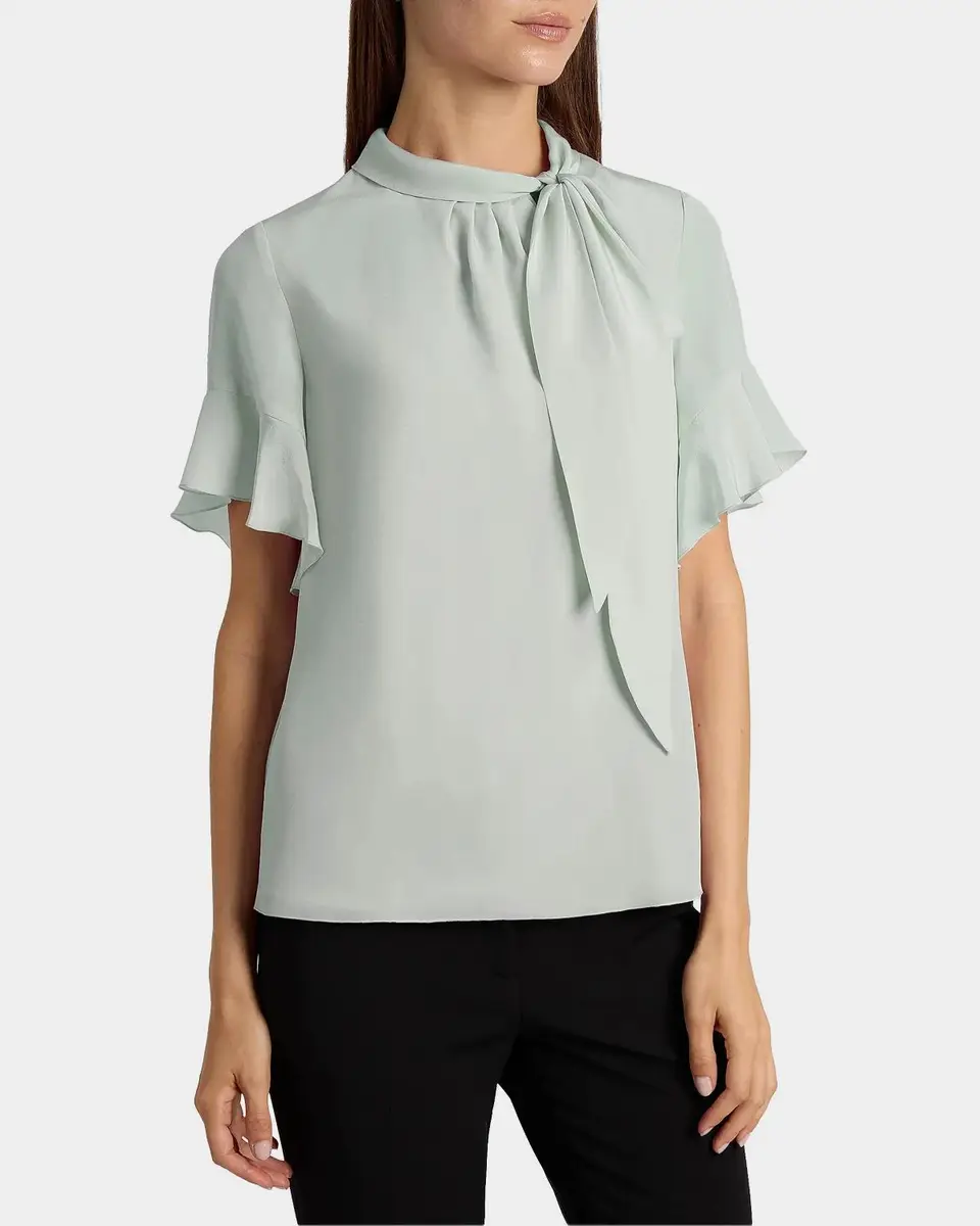 Santorelli Tie-Neck Silk Blouse | Thumbnail 4 Santorelli Tie-Neck Silk Blouse | Thumbnail 4