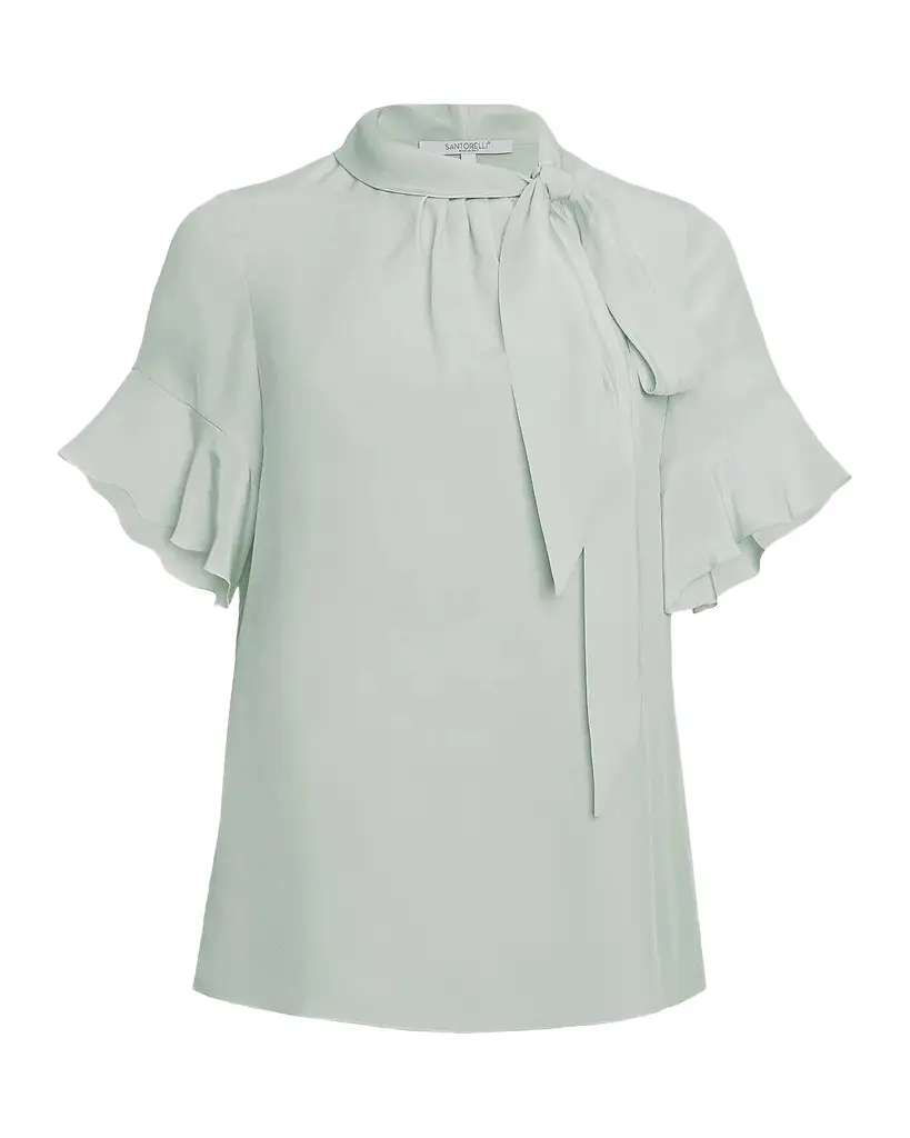 Santorelli Tie-Neck Silk Blouse