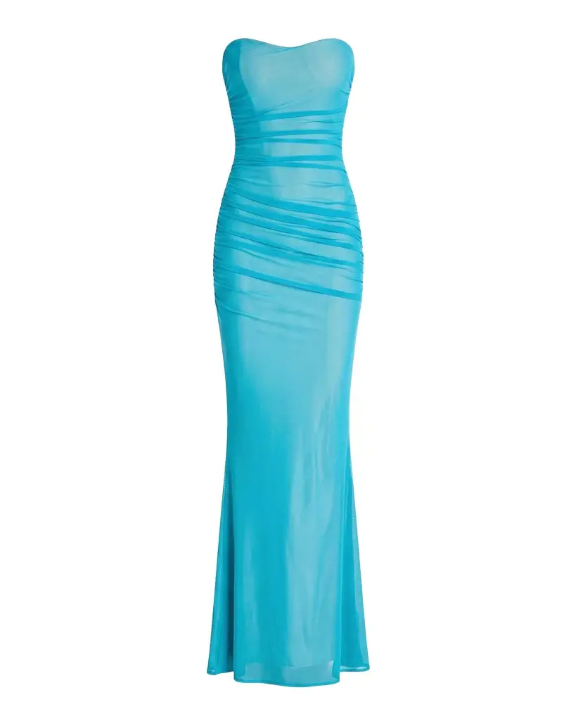 Quintessa Ruched Mesh Strapless Gown Quintessa Ruched Mesh Strapless Gown