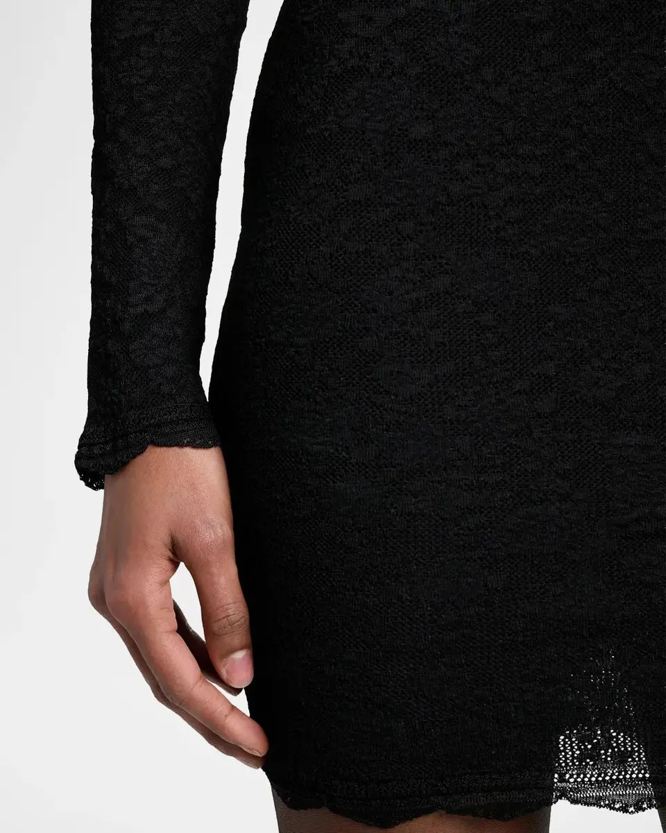 Saint Laurent Floral Lace Knit Long-Sleeve Mini Dress | Thumbnail 5 Saint Laurent Floral Lace Knit Long-Sleeve Mini Dress | Thumbnail 5