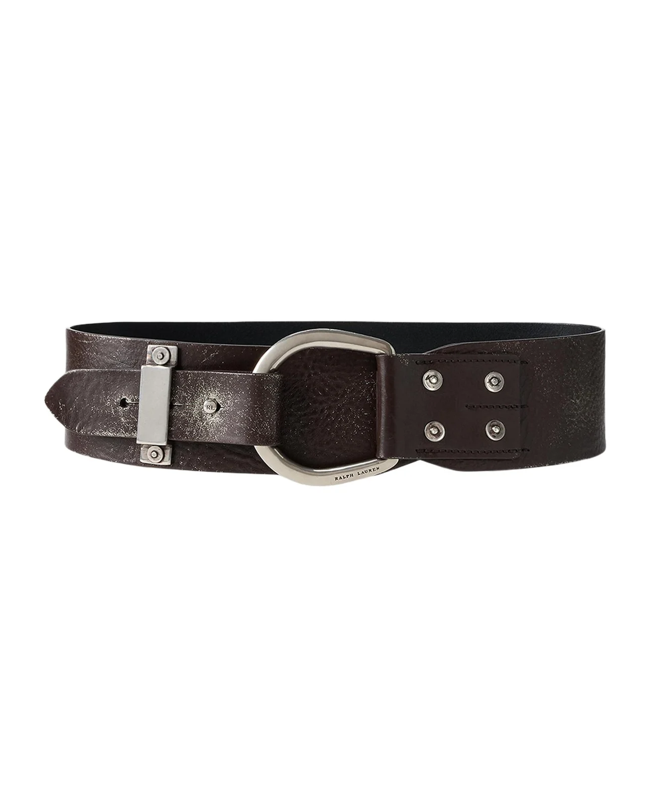 Ralph Lauren Collection Turn-Back Washed Leather Wide Belt