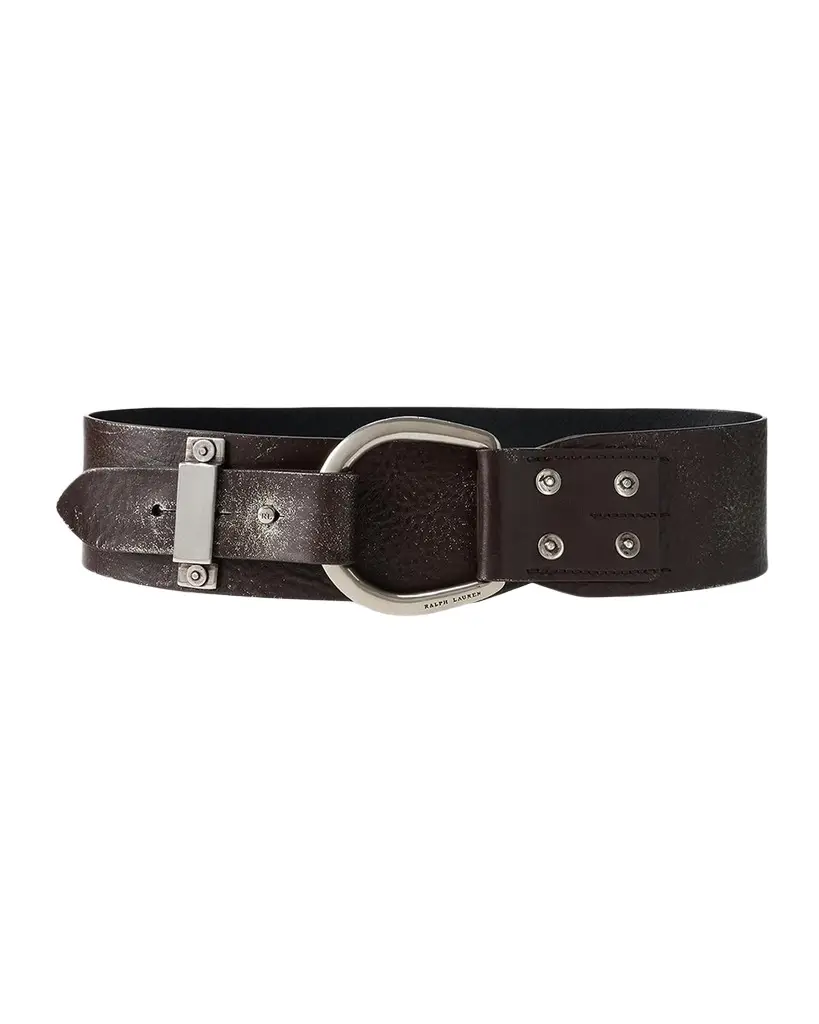 Ralph Lauren Collection Turn-Back Washed Leather Wide Belt