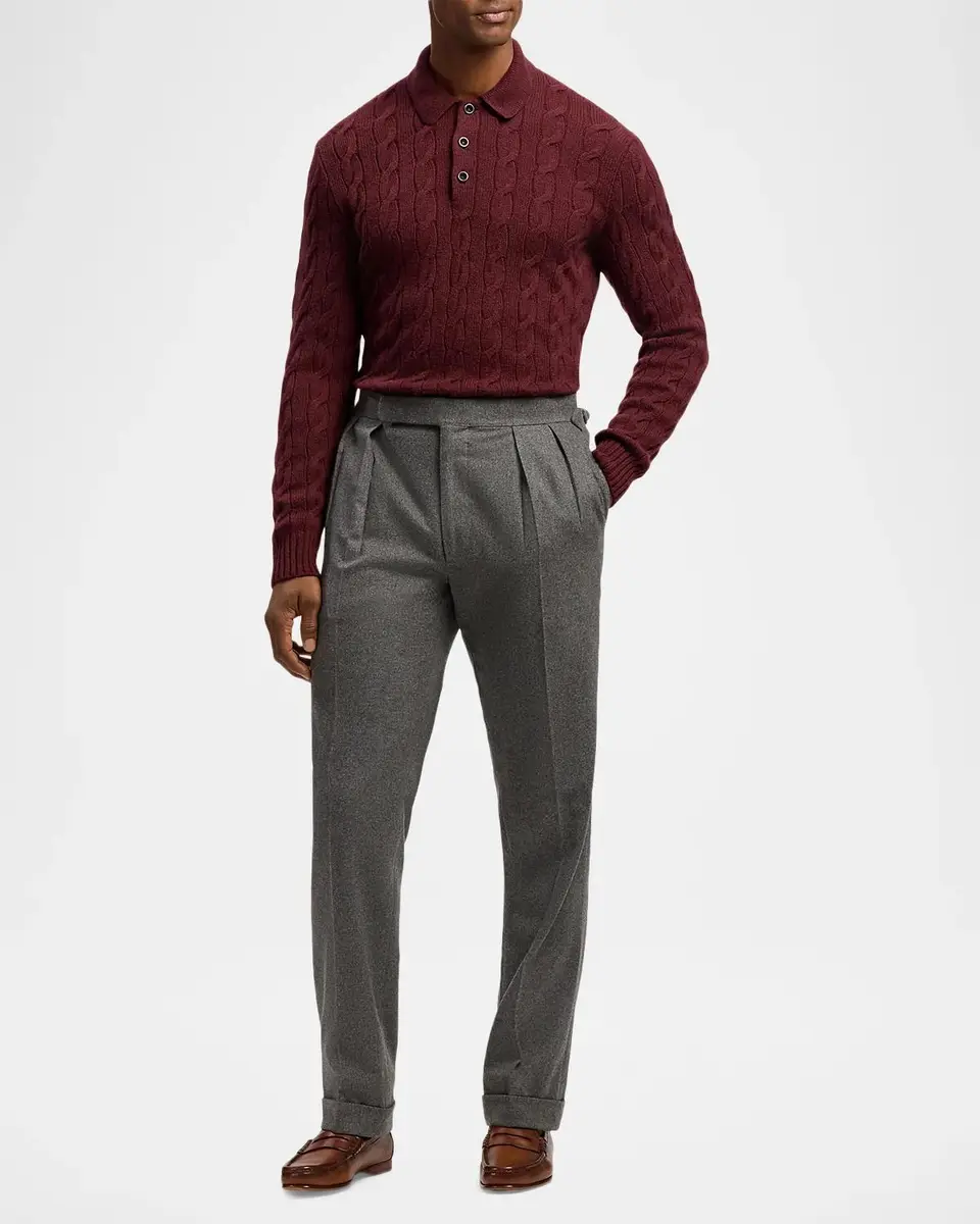 Ralph Lauren Men's Cashmere Cable-Knit Polo Sweater | Thumbnail 2 Ralph Lauren Men's Cashmere Cable-Knit Polo Sweater | Thumbnail 2