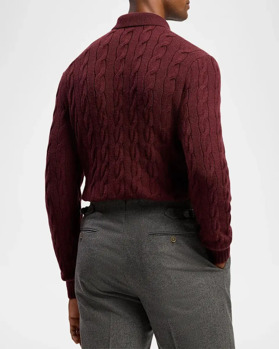 Ralph Lauren Men's Cashmere Cable-Knit Polo Sweater | Thumbnail 3 Ralph Lauren Men's Cashmere Cable-Knit Polo Sweater | Thumbnail 3