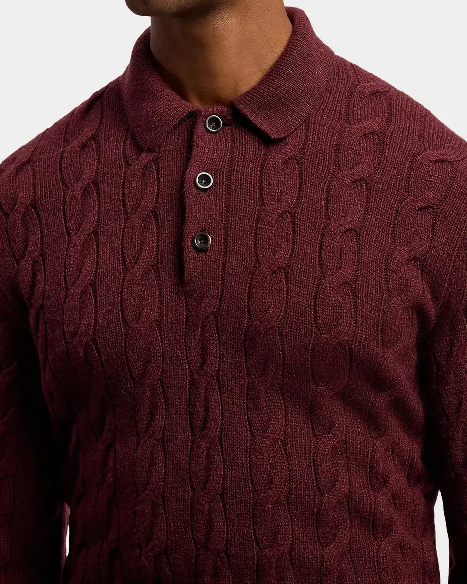 Ralph Lauren Men's Cashmere Cable-Knit Polo Sweater | Thumbnail 5 Ralph Lauren Men's Cashmere Cable-Knit Polo Sweater | Thumbnail 5
