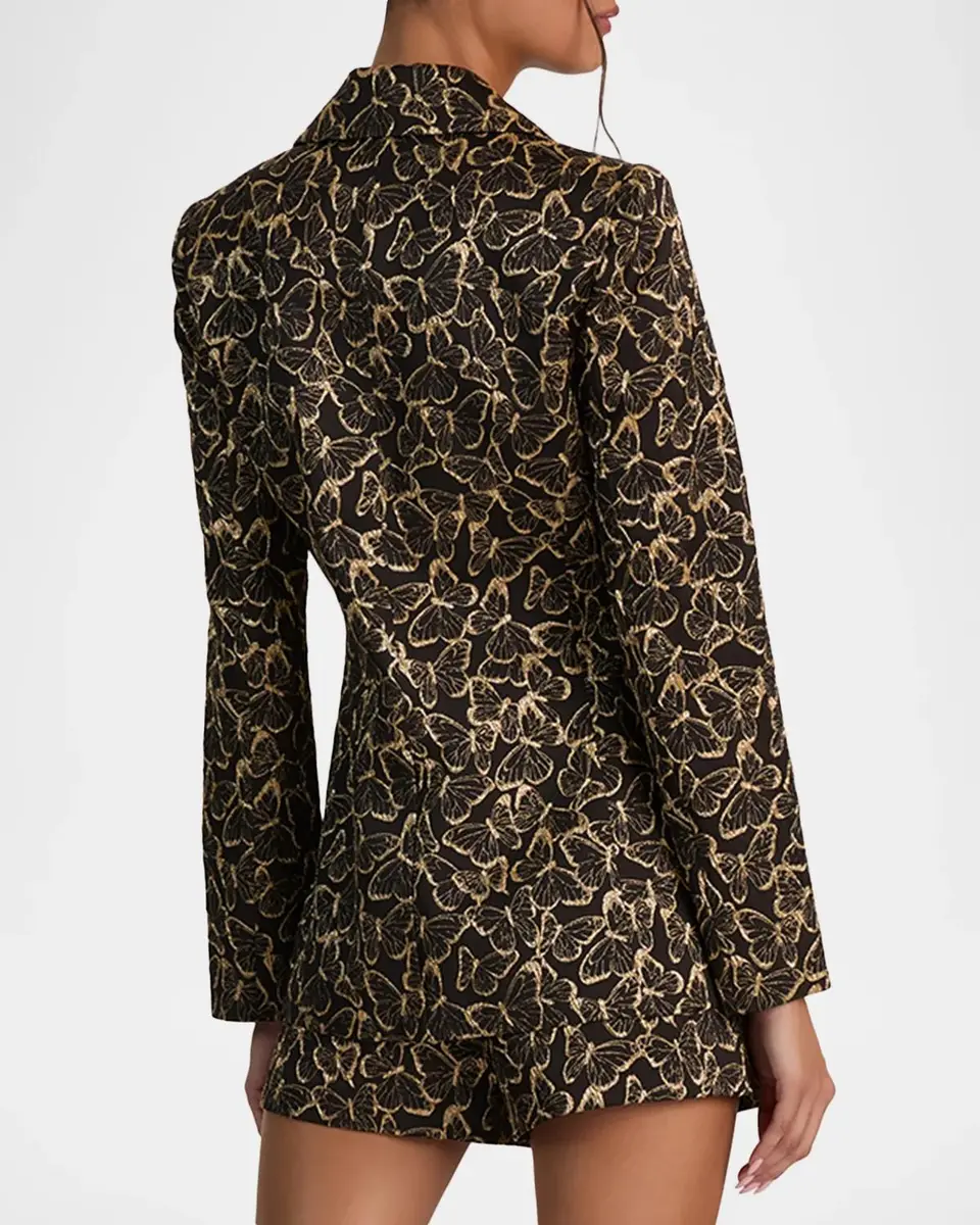 Alice + Olivia Macey Butterfly Jacquard Single-Breasted Blazer | Thumbnail 3 Alice + Olivia Macey Butterfly Jacquard Single-Breasted Blazer | Thumbnail 3