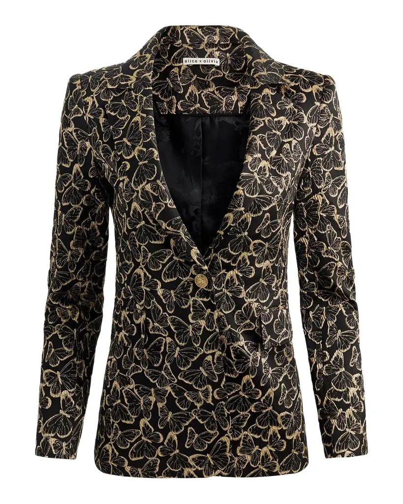 Macey Butterfly Jacquard Single-Breasted Blazer Macey Butterfly Jacquard Single-Breasted Blazer