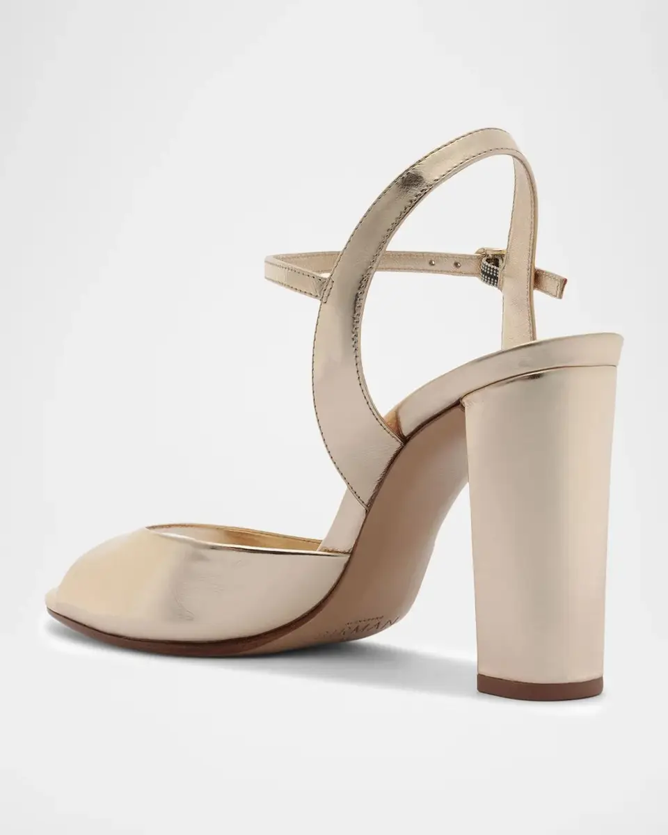 Alexandre Birman 90mm Amy Metallic Leather Ankle-Strap Sandals | Thumbnail 2
