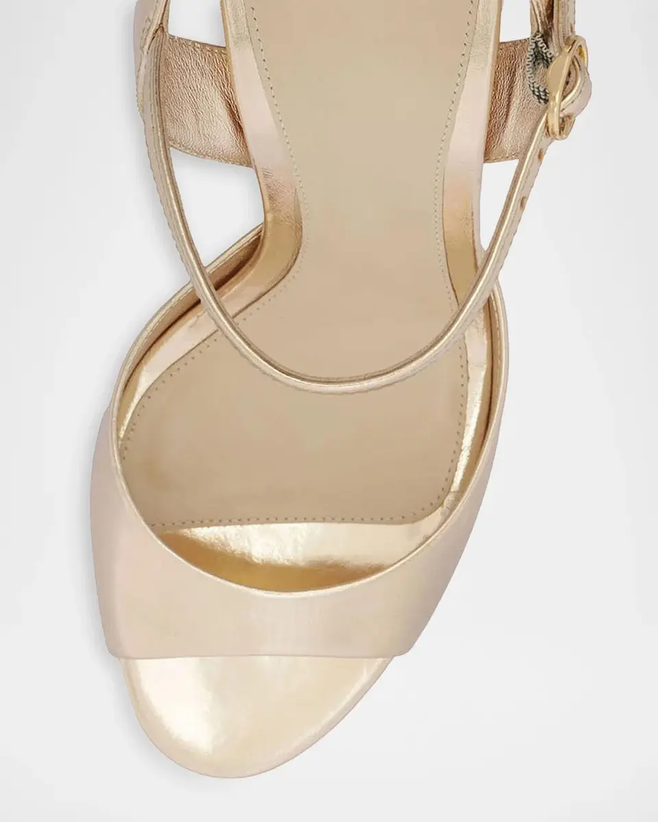 Alexandre Birman 90mm Amy Metallic Leather Ankle-Strap Sandals | Thumbnail 3