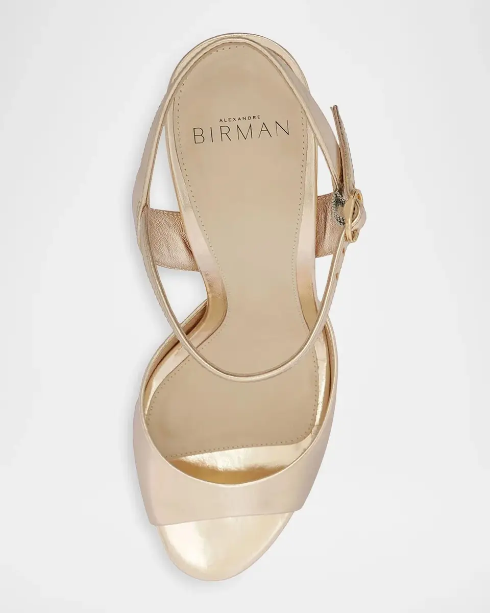 Alexandre Birman 90mm Amy Metallic Leather Ankle-Strap Sandals | Thumbnail 4