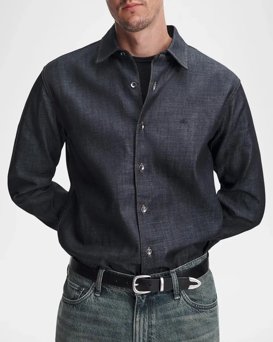 rag & bone Men's Denim Button-Front Shirt | Thumbnail 3 rag & bone Men's Denim Button-Front Shirt | Thumbnail 3